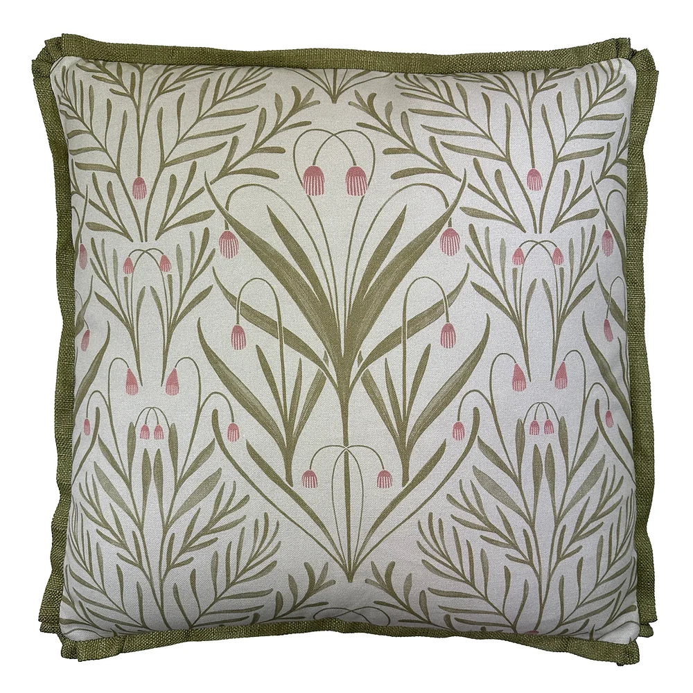 Pink and Green Tendril Pillow