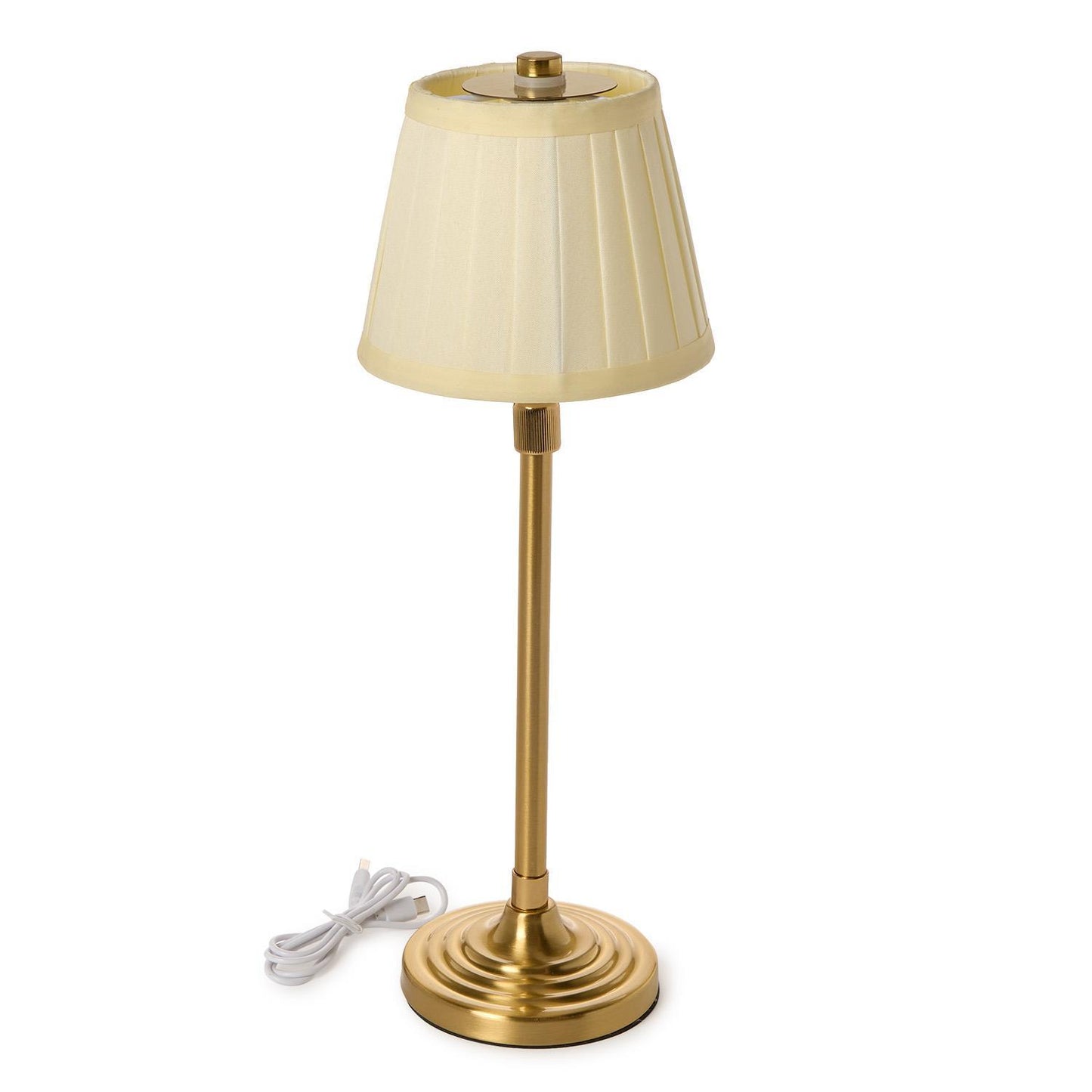 Cordless Table Lamp with Pleated Shade
