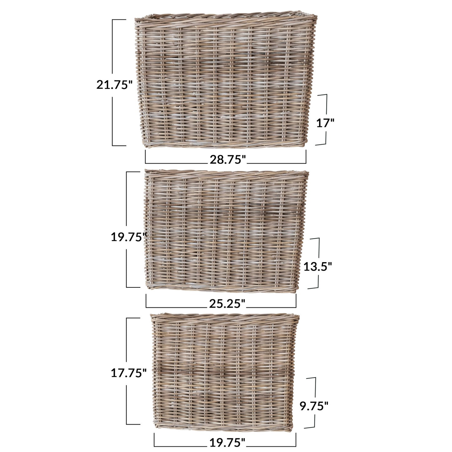 Wicker Rectangle Baskets with Handles