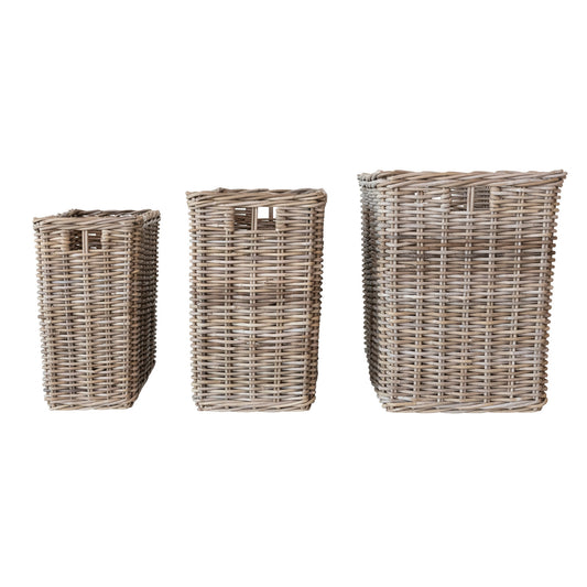 Wicker Rectangle Baskets with Handles