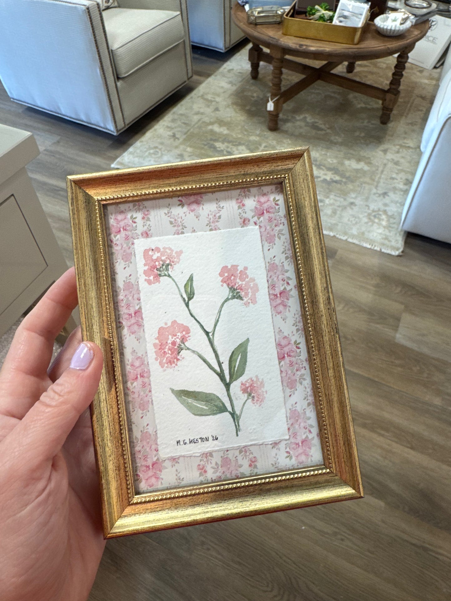 MGH Gold beaded botanicals 4 x 6