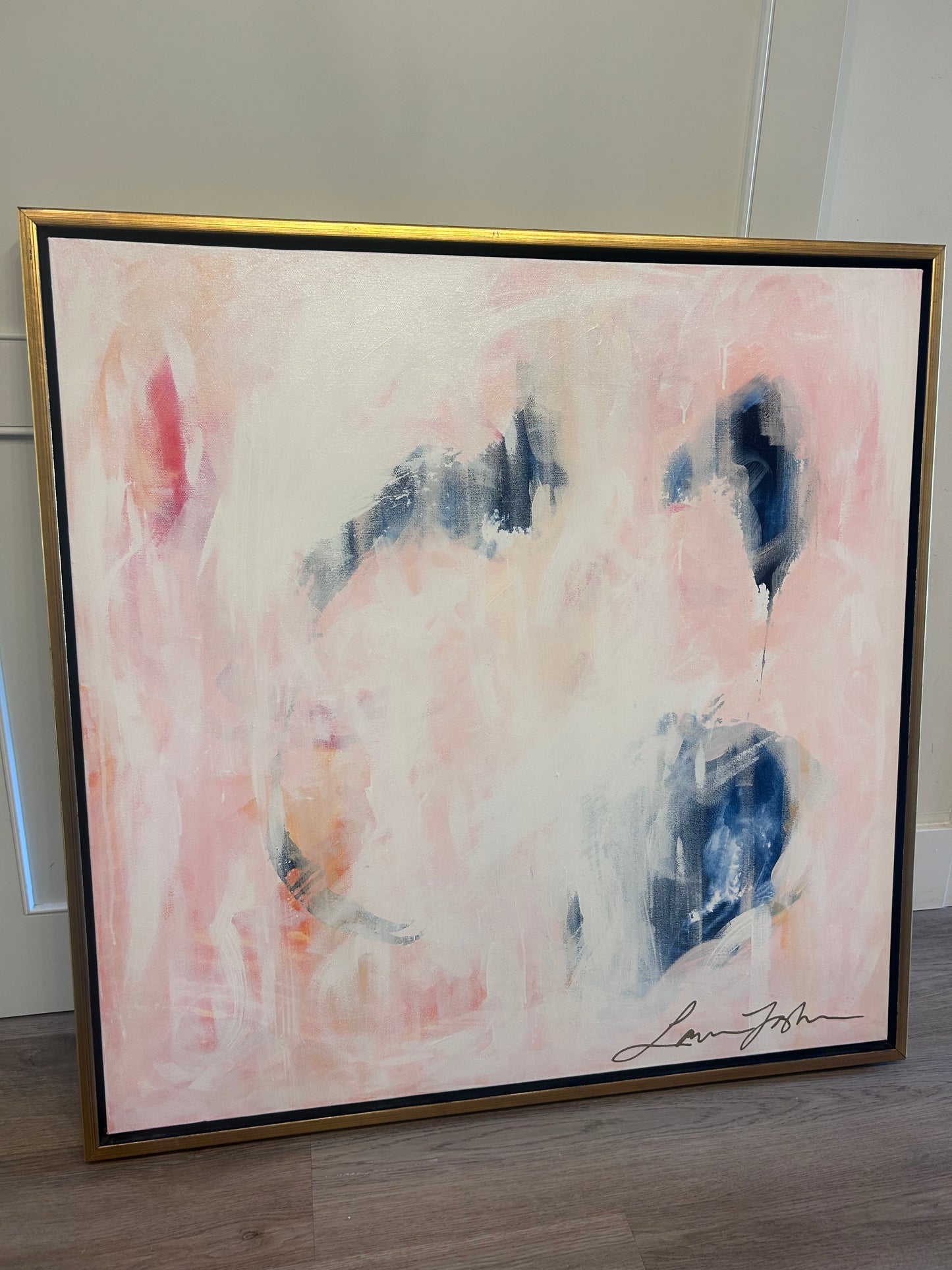 Pink and Navy Abstract Art
