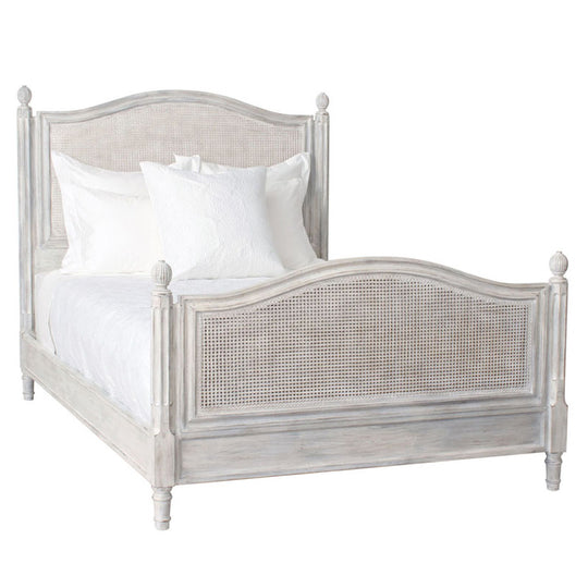 White Cane Bed Queen