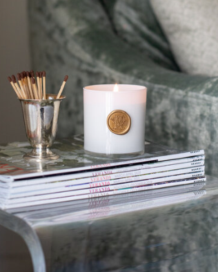 White Glass / Gold Seal Candle