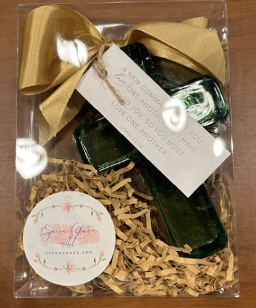 Recycled Glass Cross in Box