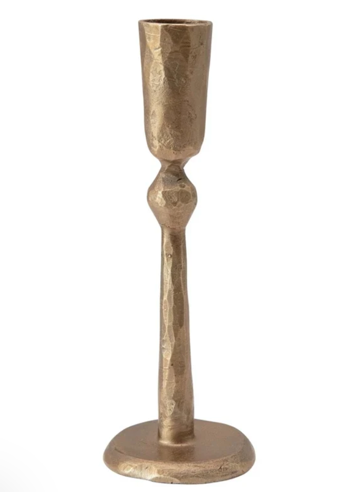 Tall Antique Brass Metal Taper Holder