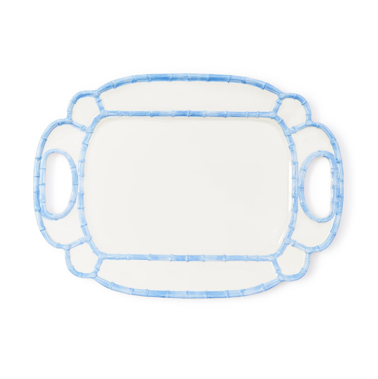 Blue Bamboo Platter with Handles