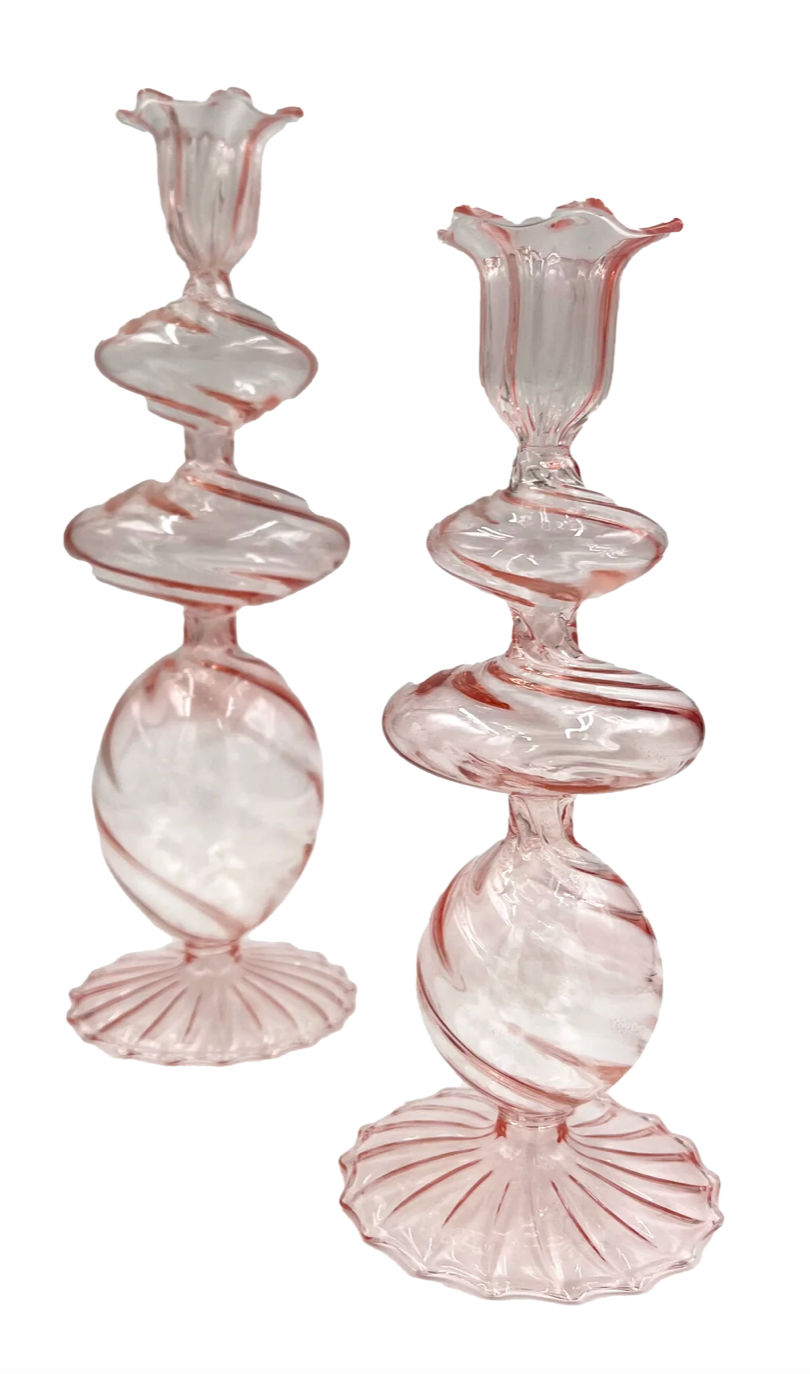 Swirl glass Candlestick Medium