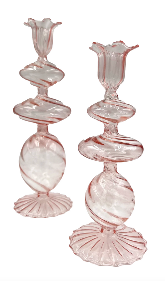 Swirl glass Candlestick Medium
