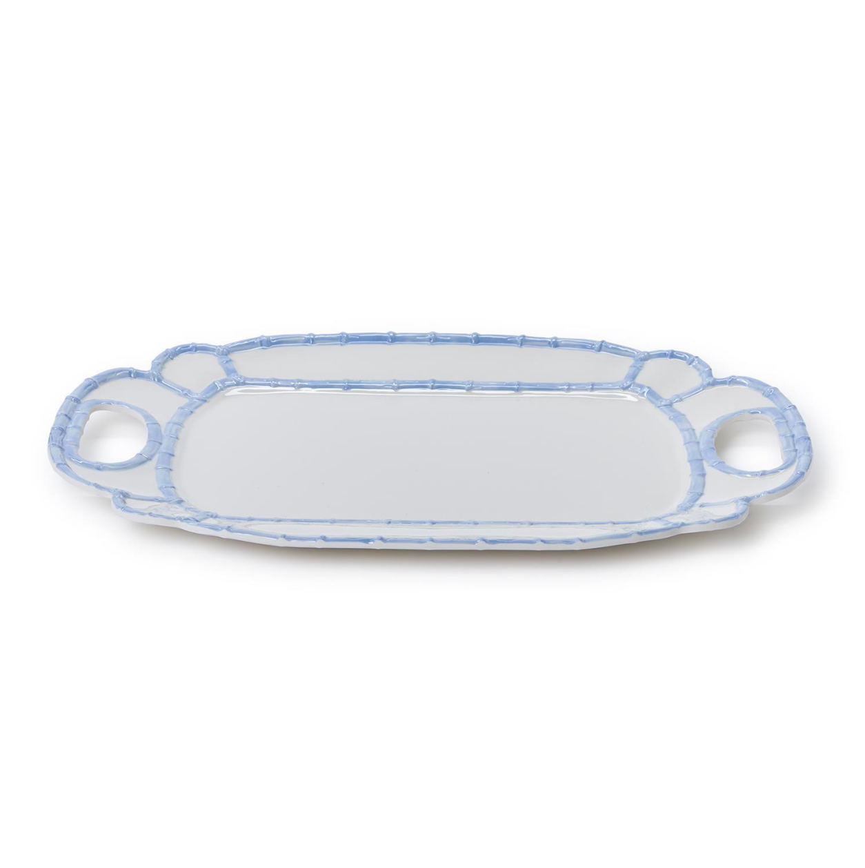 Blue Bamboo Platter with Handles