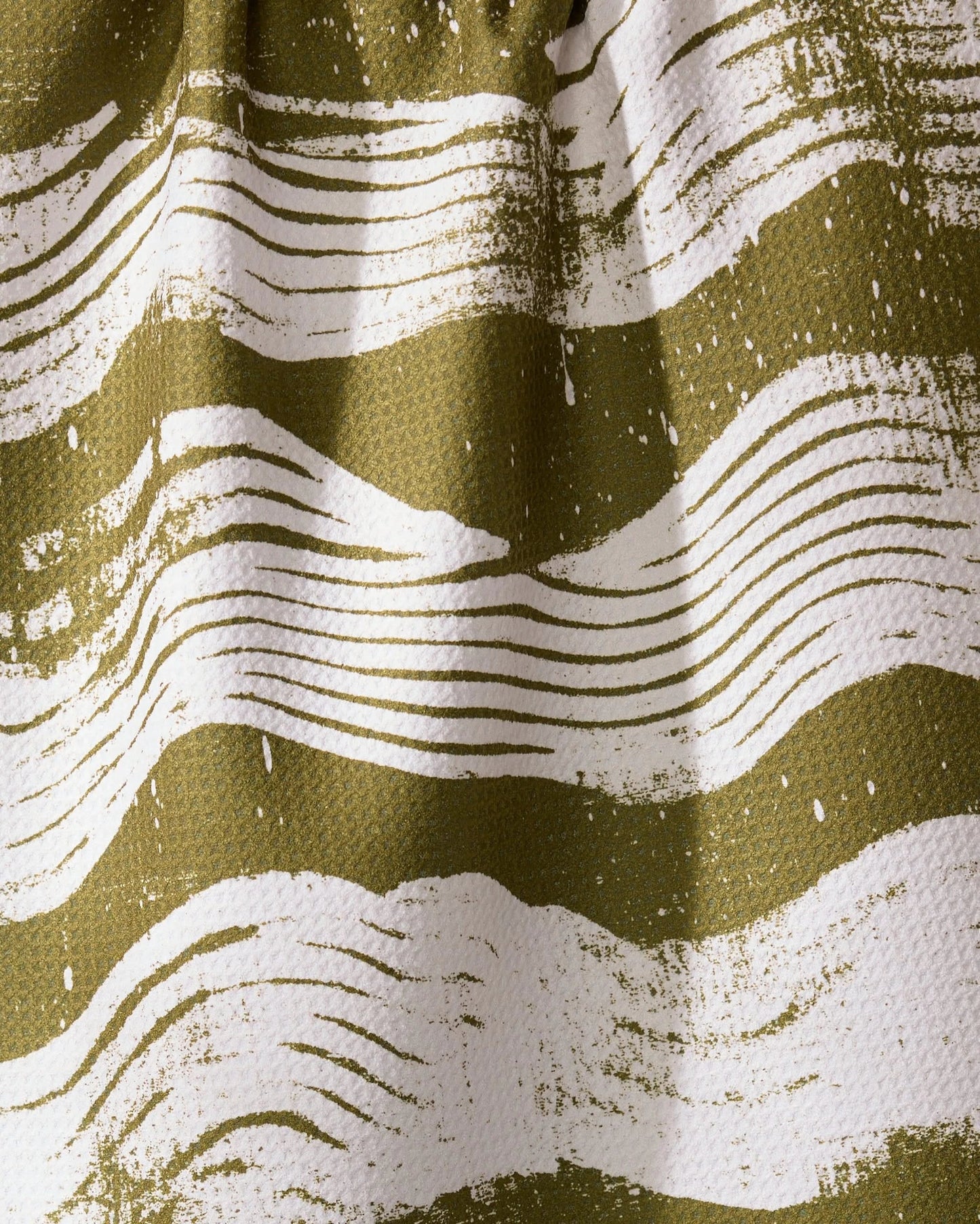 Geometry Brushline Green Tea Towel