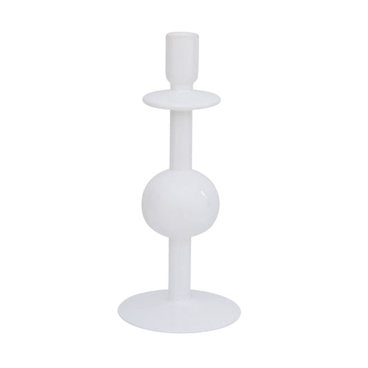 White  Recycled Glass Bulb Candle Holder