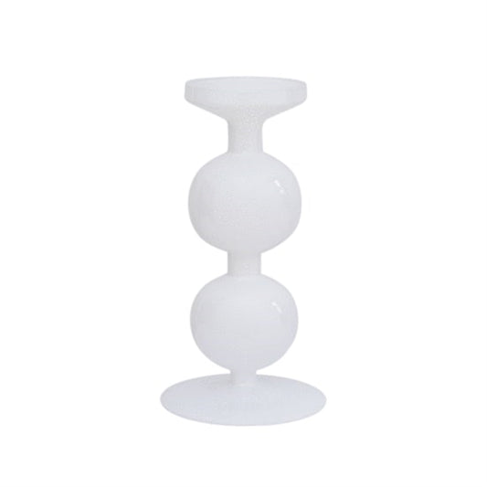 White Recycled Glass Double Bulb Candle Holder