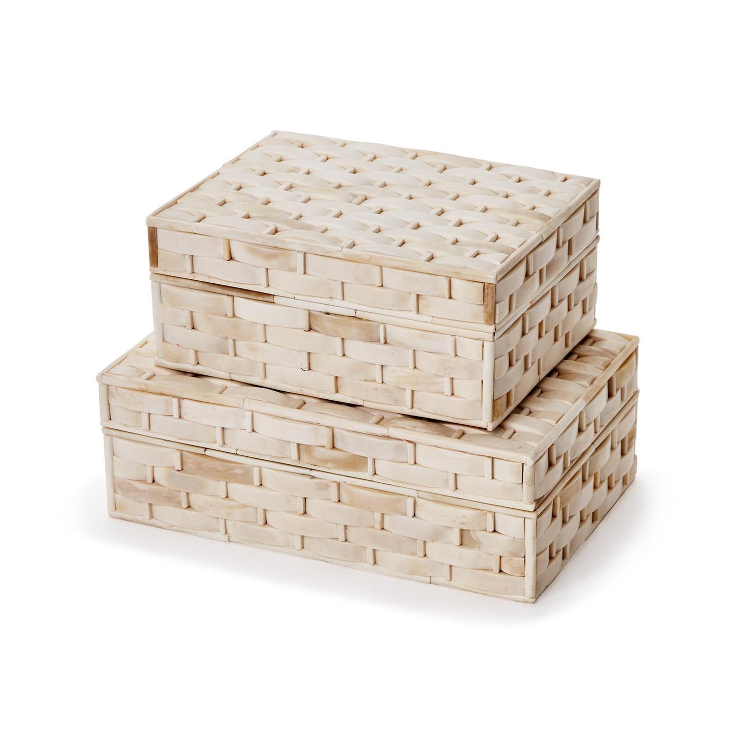 Basketweave Hinged Bone Boxes