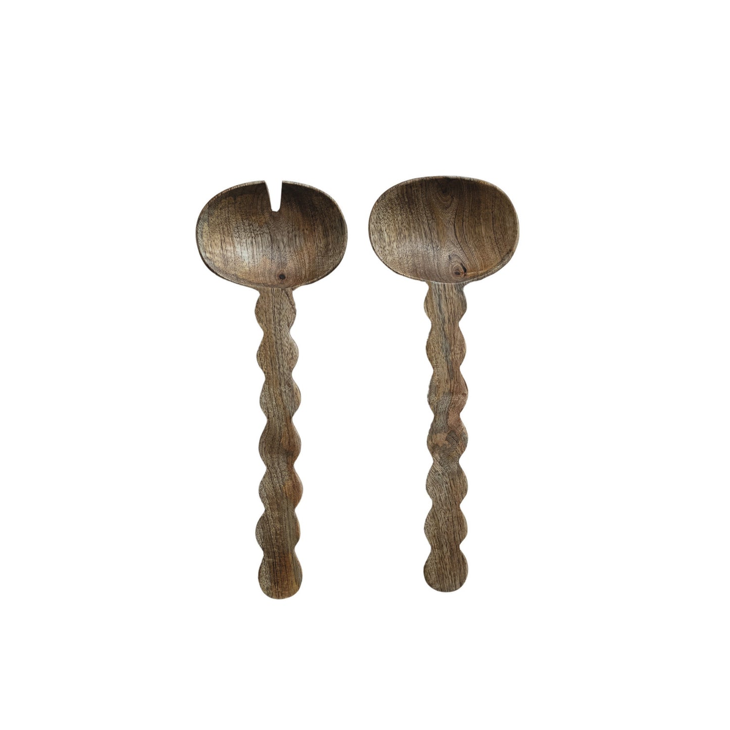 Mango Wood Salad Servers w/ Scalloped Handle