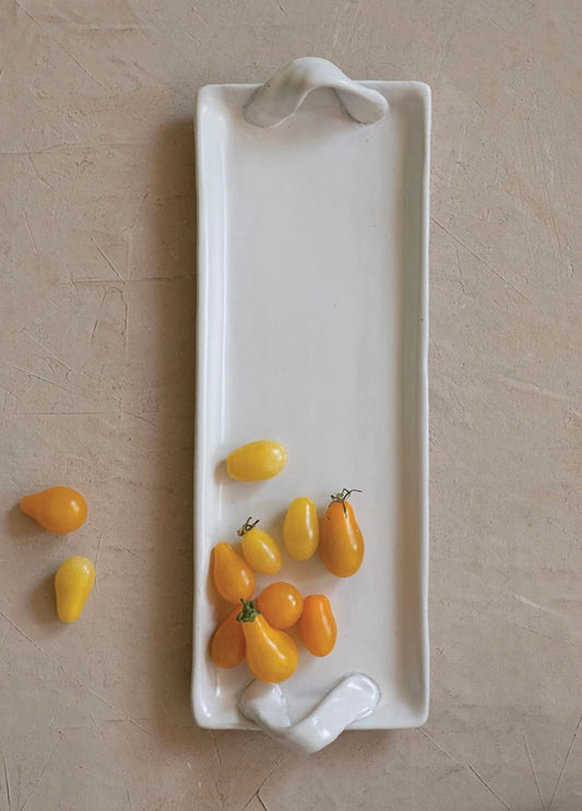 Stoneware Tray w/ Handles (Matte White)