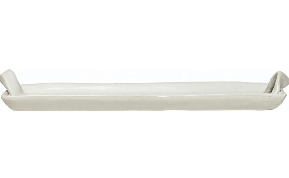 Stoneware Tray w/ Handles (Matte White)