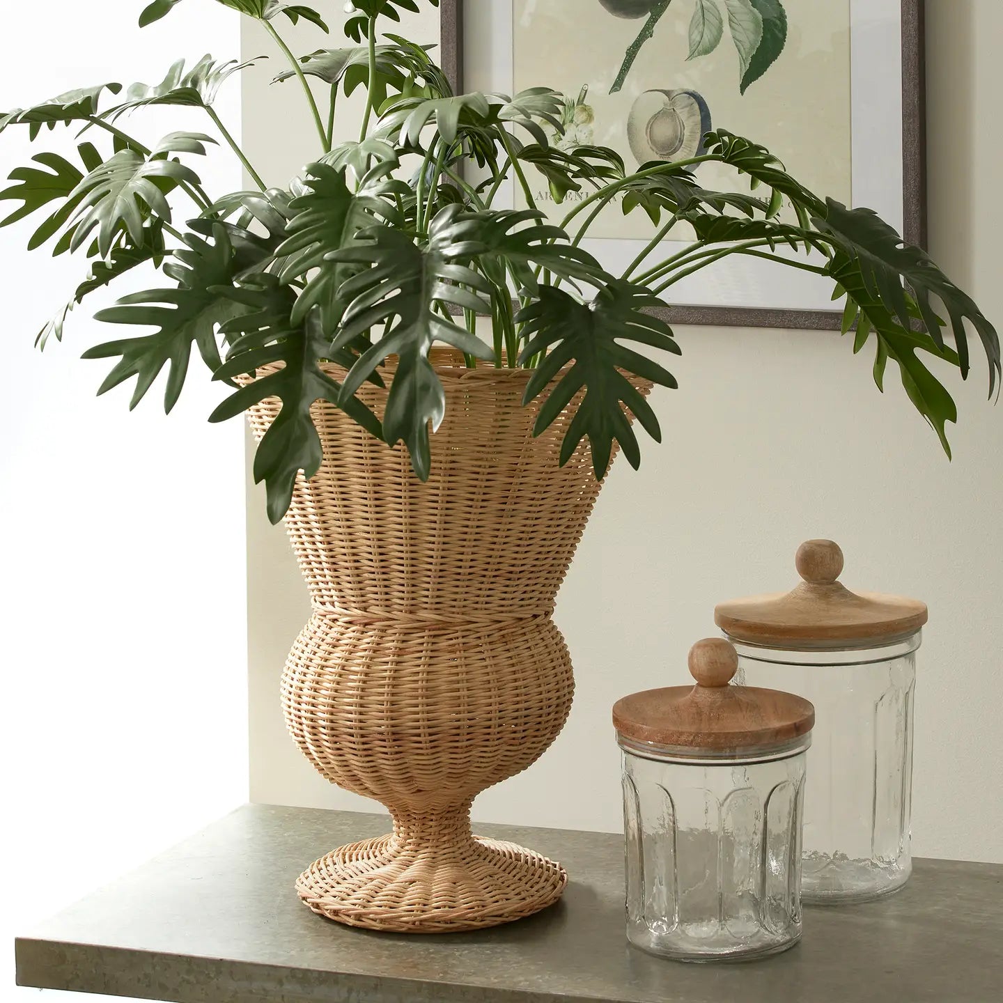 Wicker Footed Urn