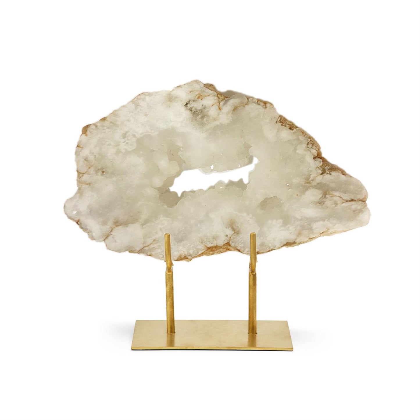 White Quartz Slab on Gold Stand