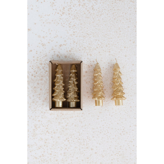 Tree Shaped Taper Candles (Set of Two, Short)
