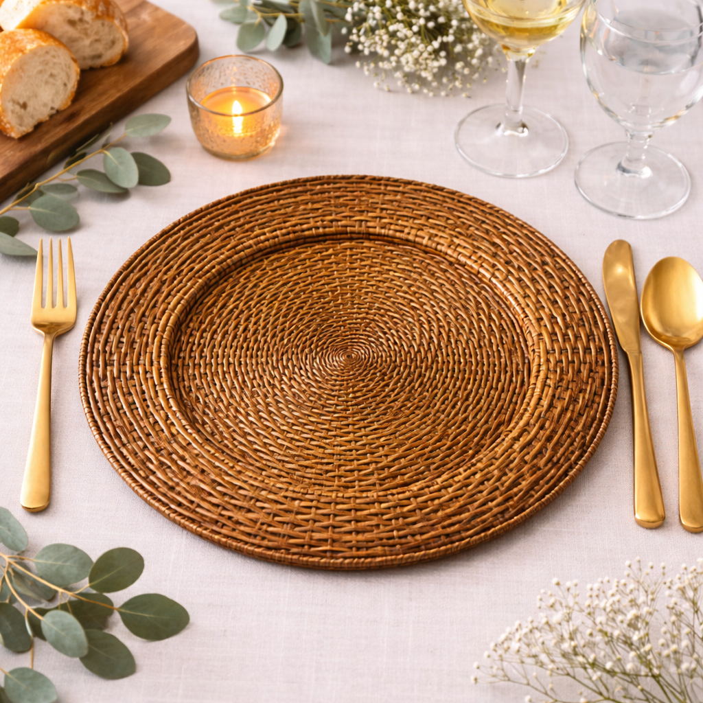 Brown Rattan 13" Charger Plate