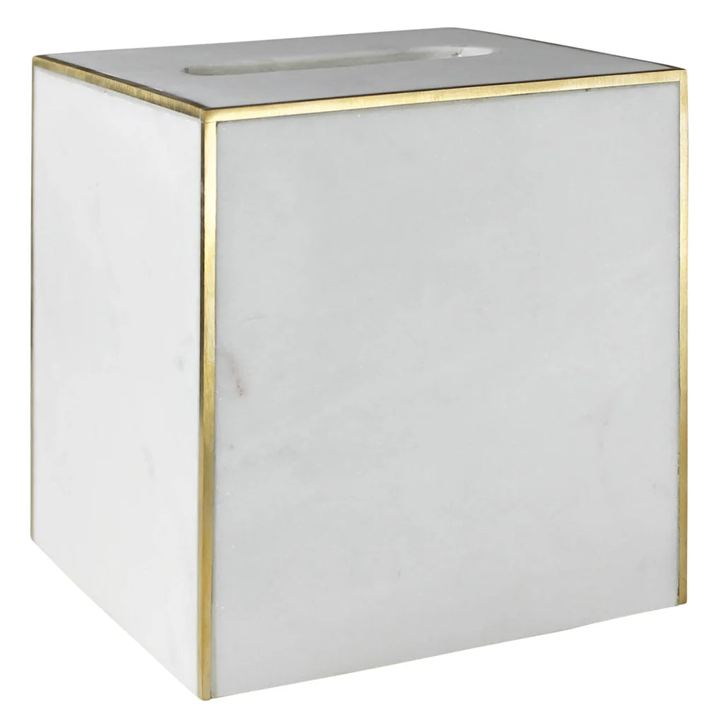 Tissue Holder, Marble & Brass