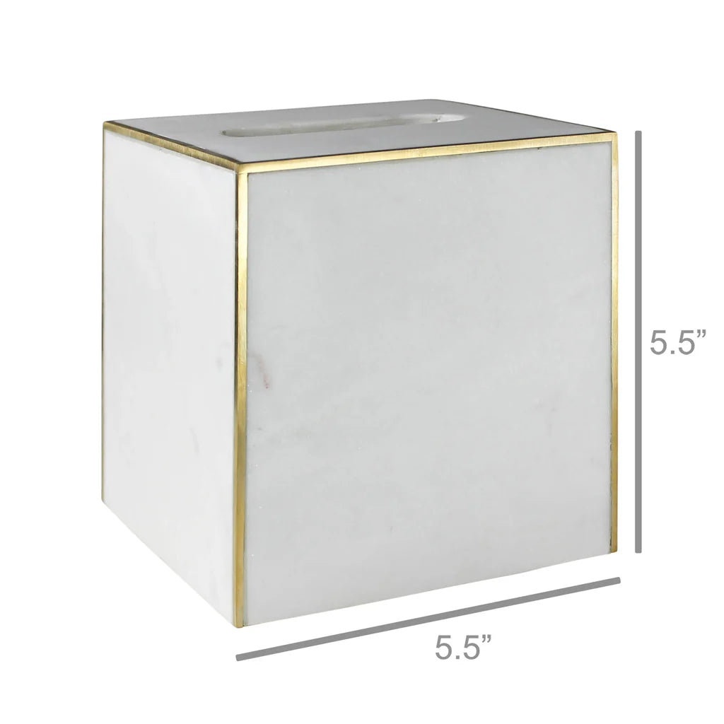 Tissue Holder, Marble & Brass