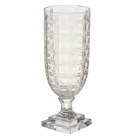 Etched Glass Footed Hurricane