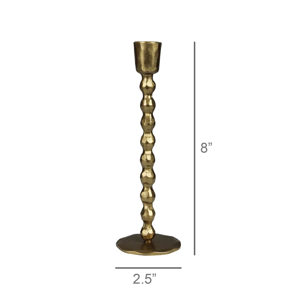 Brass Beaded Stem Taper Holder, Tall