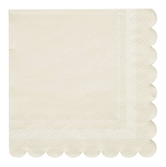 Cream Cocktail Napkin Scalloped Edge
