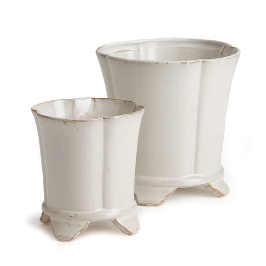 Stoneware pots, off-white