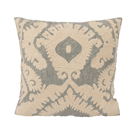 Cotton Damask Pillow, Subtle Blue