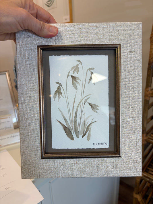 MGH Grasscloth framed botanical  8 x 10