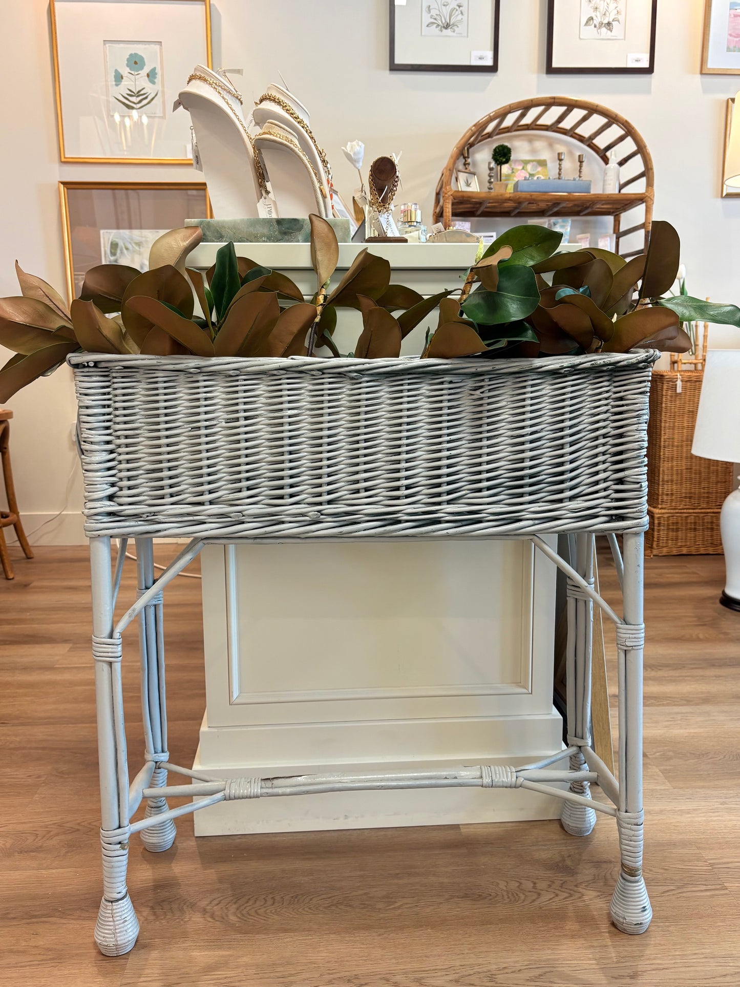 Vintage Blue Woven Planter