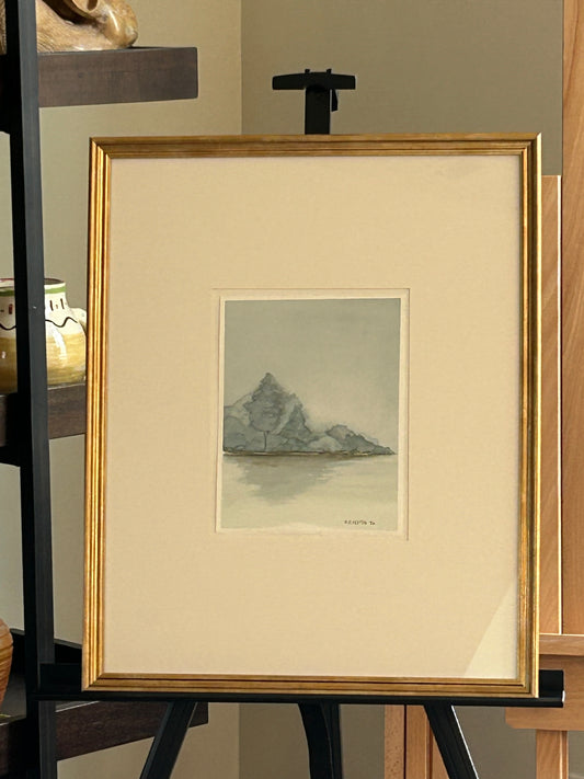 Tranquil trees in blue watercolor