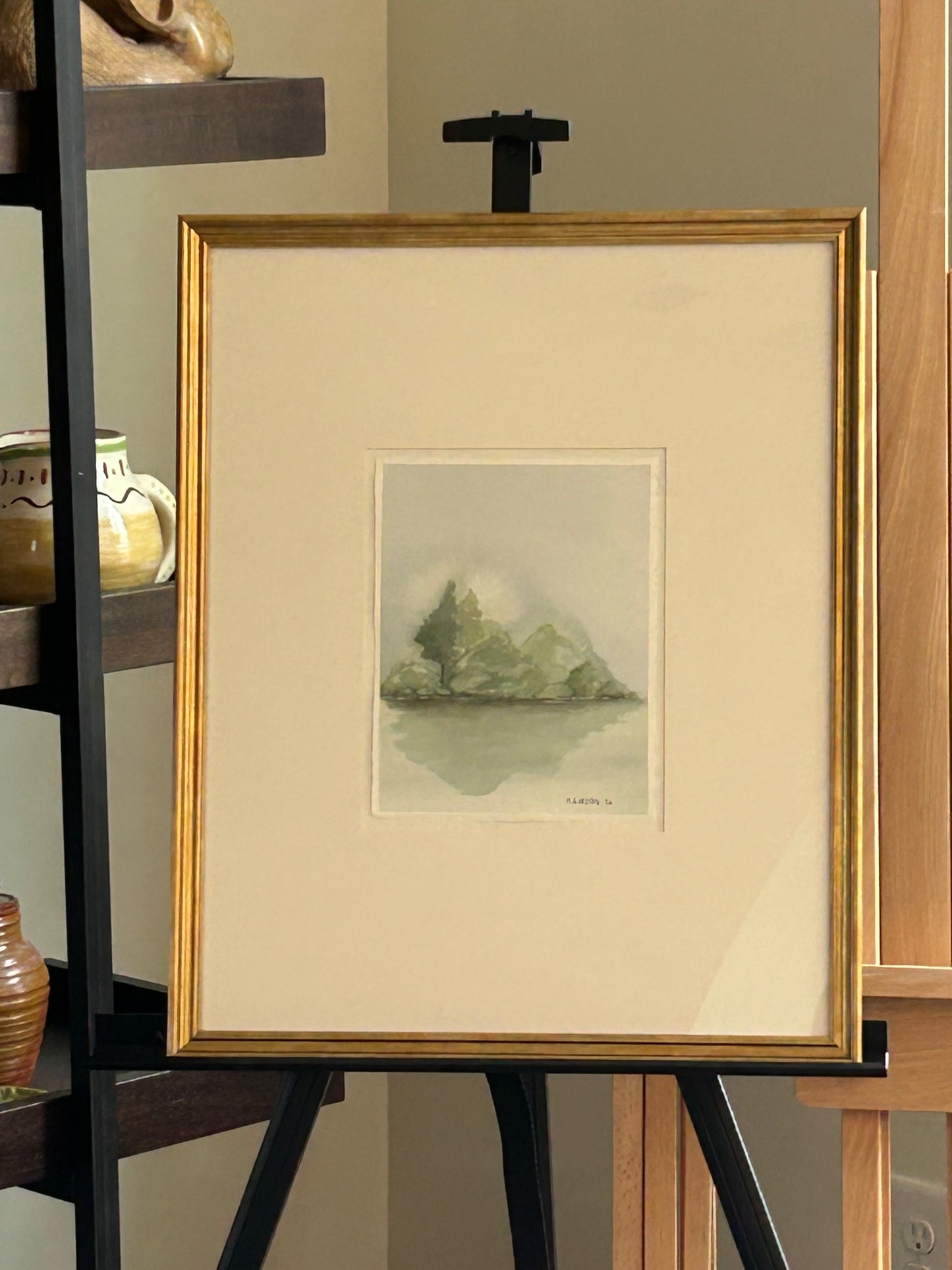 Tranquil trees in green watercolor