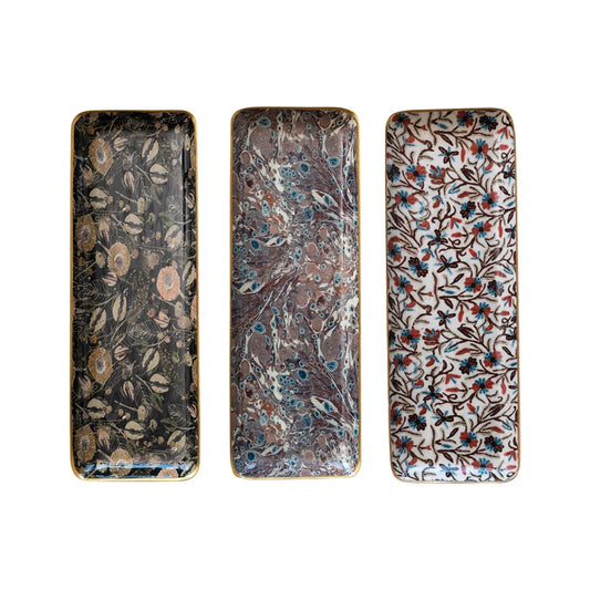 Patterned Tray with Gold Edges