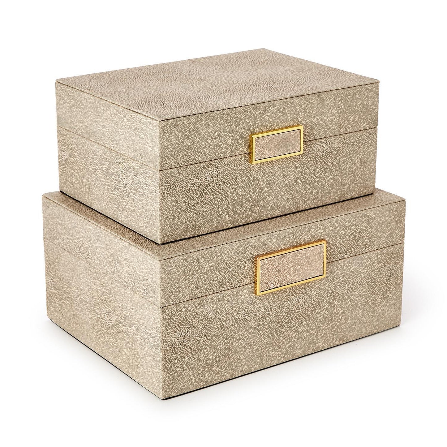 Cream Shagreen Boxes