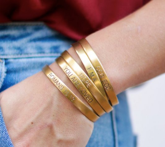 Custom Engraved Affirmation Cuff Bracelet