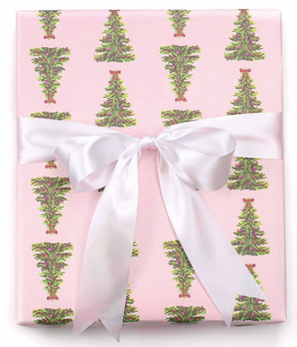 Pink Christmas Tree Wrapping Paper
