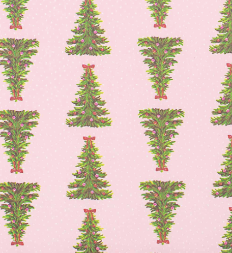 Pink Christmas Tree Wrapping Paper