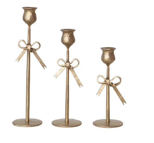 Antique Iron Tapers with Bow