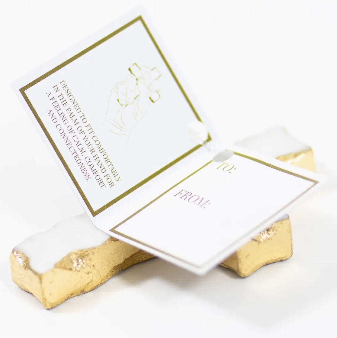 Palm Fitting Marble Prayer Cross White/Gold