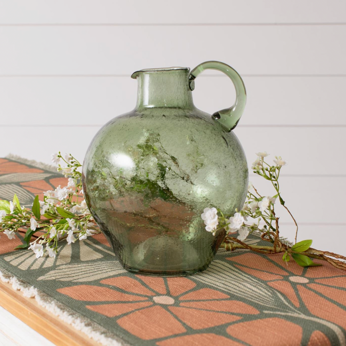 Hand Blown Green Pitcher
