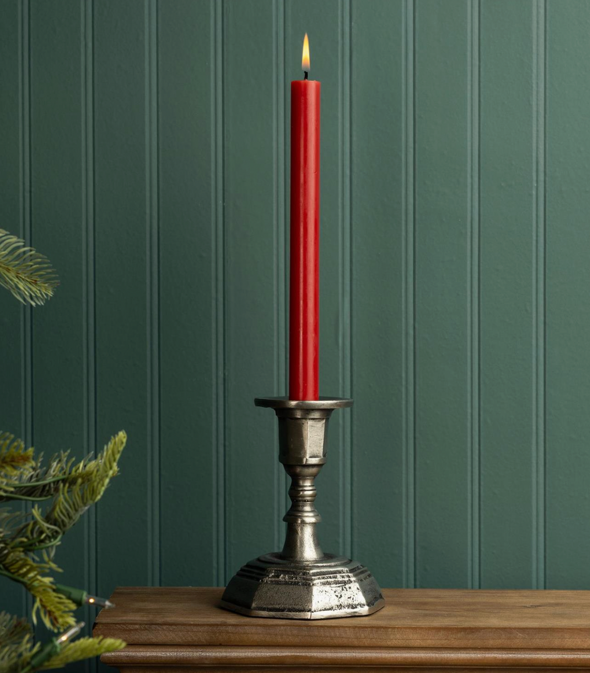 Antiqued Pewter Finish Candle Holder