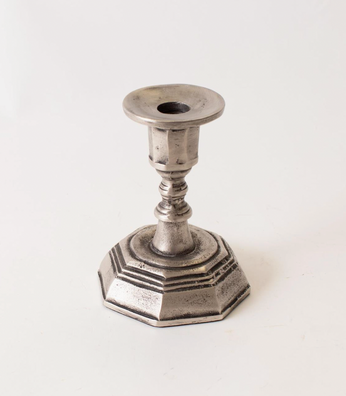 Antiqued Pewter Finish Candle Holder
