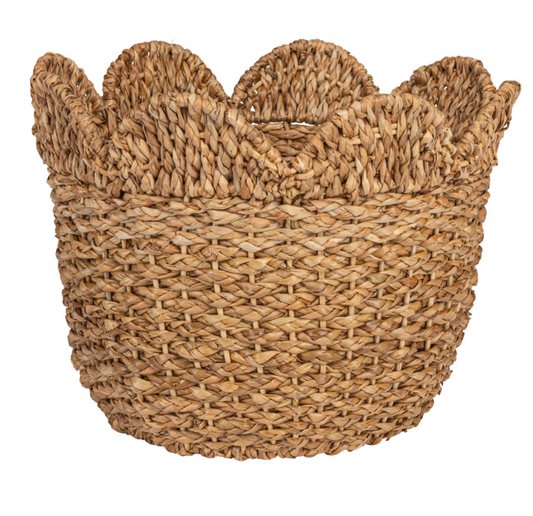 Large Scalloped Rattan Basket
