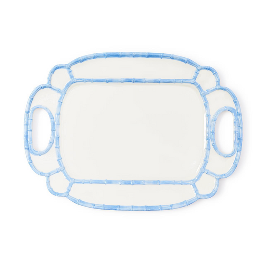 Blue Bamboo Platter with Handles