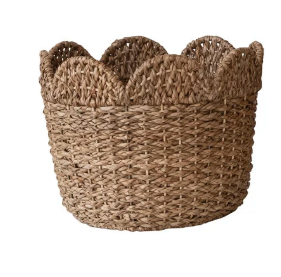 Small Scalloped Rattan Basket