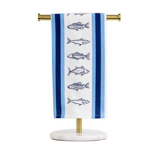 Navy Fish Hand Towel